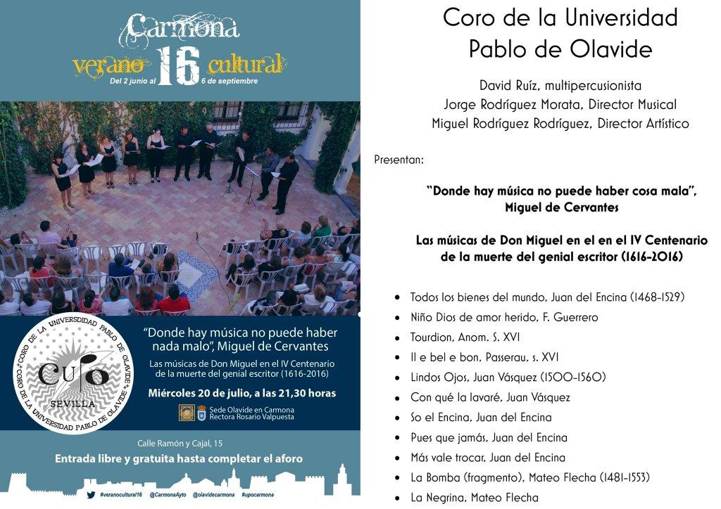 Coro de la UPO: Las músicas de Don Miguel en el IV centenario de su muerte (1616-2016)