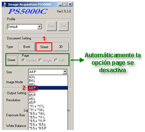 Adquisor de imagen configurado para hojas A4