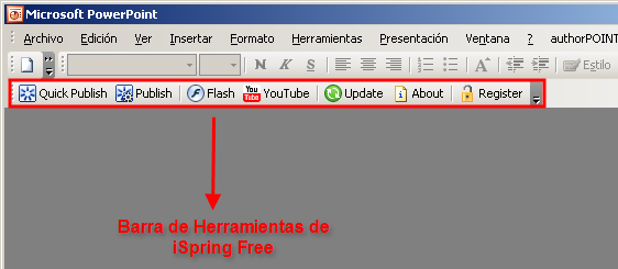 Barra de herramientas de iSpring Free