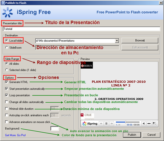 Venta Publish to Flash (publicación a Flash)