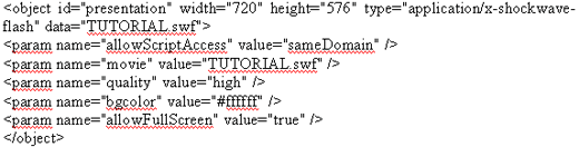 Codigo HTML original de la presentación Flash