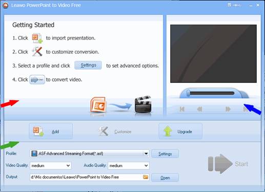 Interfaz de inicio de Leawo Power Point to Video Free
