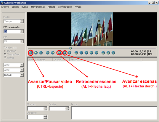 Botones de Avanzar y retroceder  escenas
