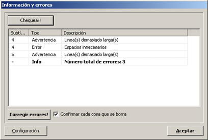 Información y errores