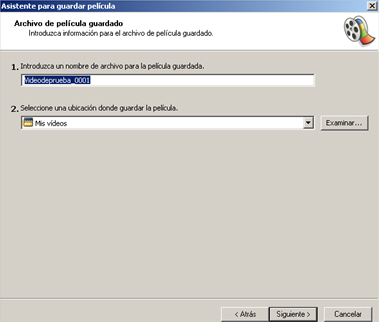 Asistente para guardar película