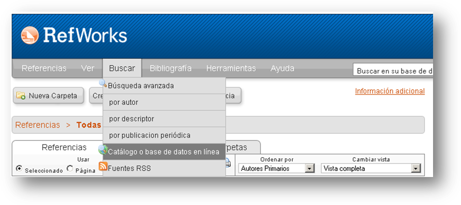 Búsqueda en otras bases de datos utilizando RefWorks