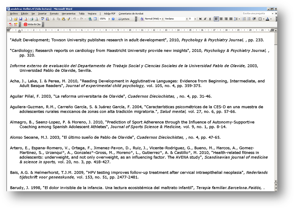 Bibliografía en Word