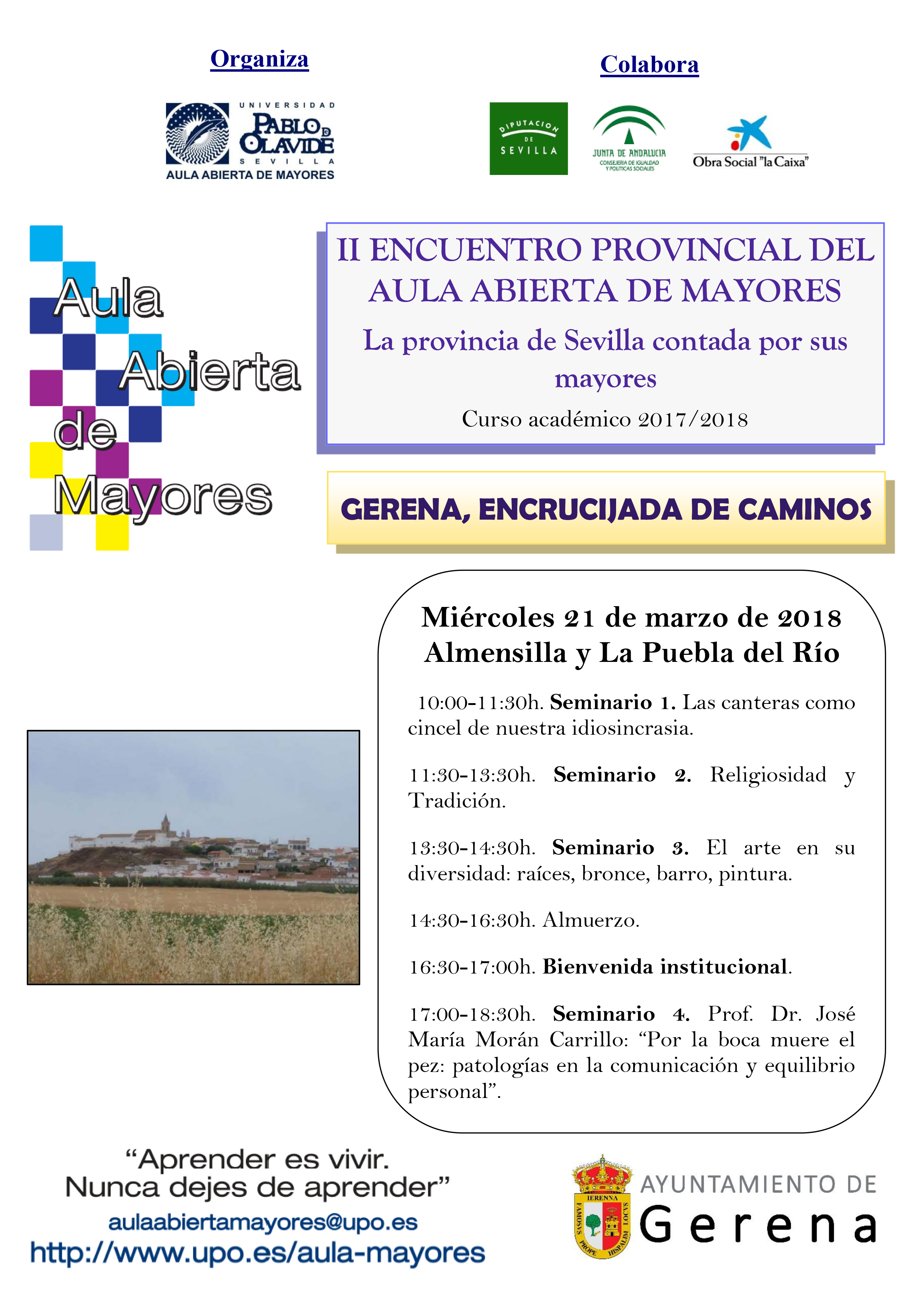 Los estudiantes del Aula Abierta de Mayores de los municipios de Almensilla y La Puebla del Río conocen Gerena de la mano de sus compañeros del municipio