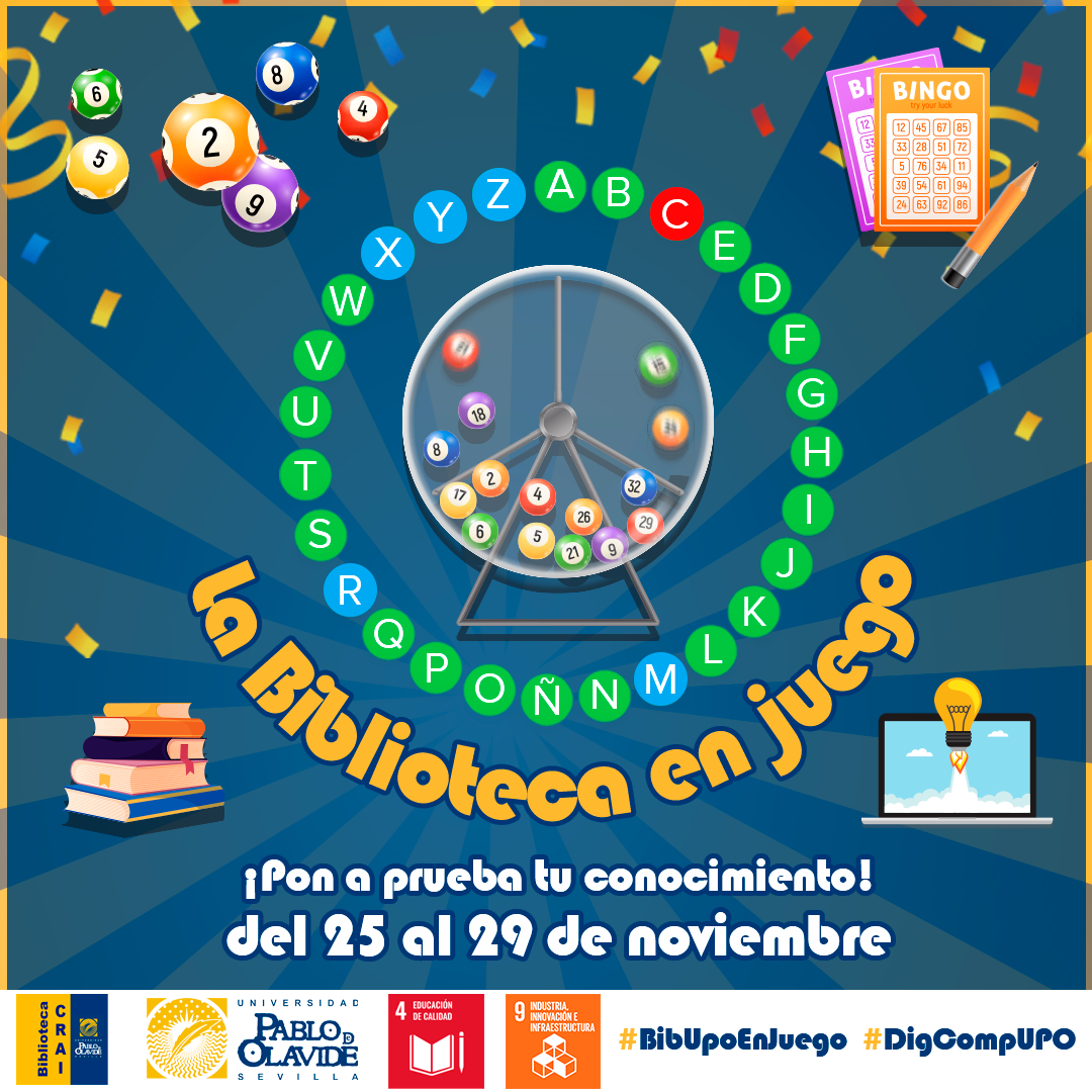 Cartel la biblioteca en juego