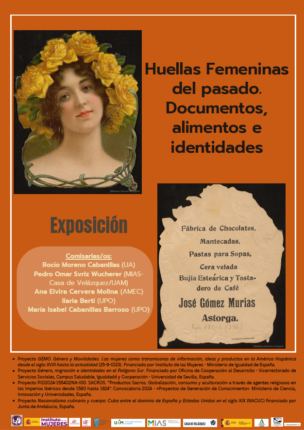 Cartel de la exposión ''Huellas Femeninas del pasado. Documentos, alimentos e identidade'' Expo-Huellas-femeninas-de-pasado