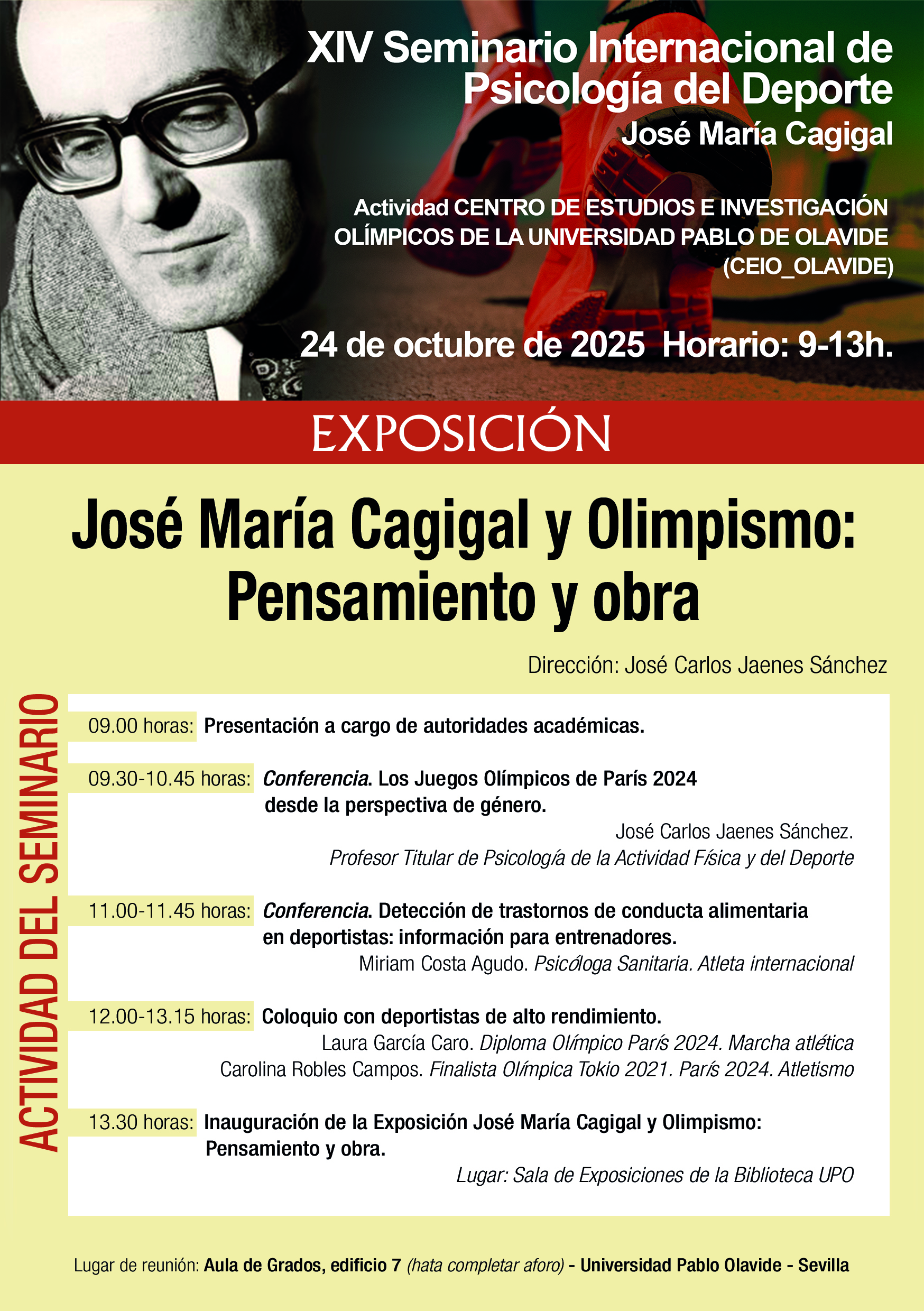 Exposición-Cagigal_hasta-31-10-2025_01 Exposición José María Cagigal y el Olimpismo: Pensamiento y obra. 24-31 de Octubre de 2025: verso del panfleto