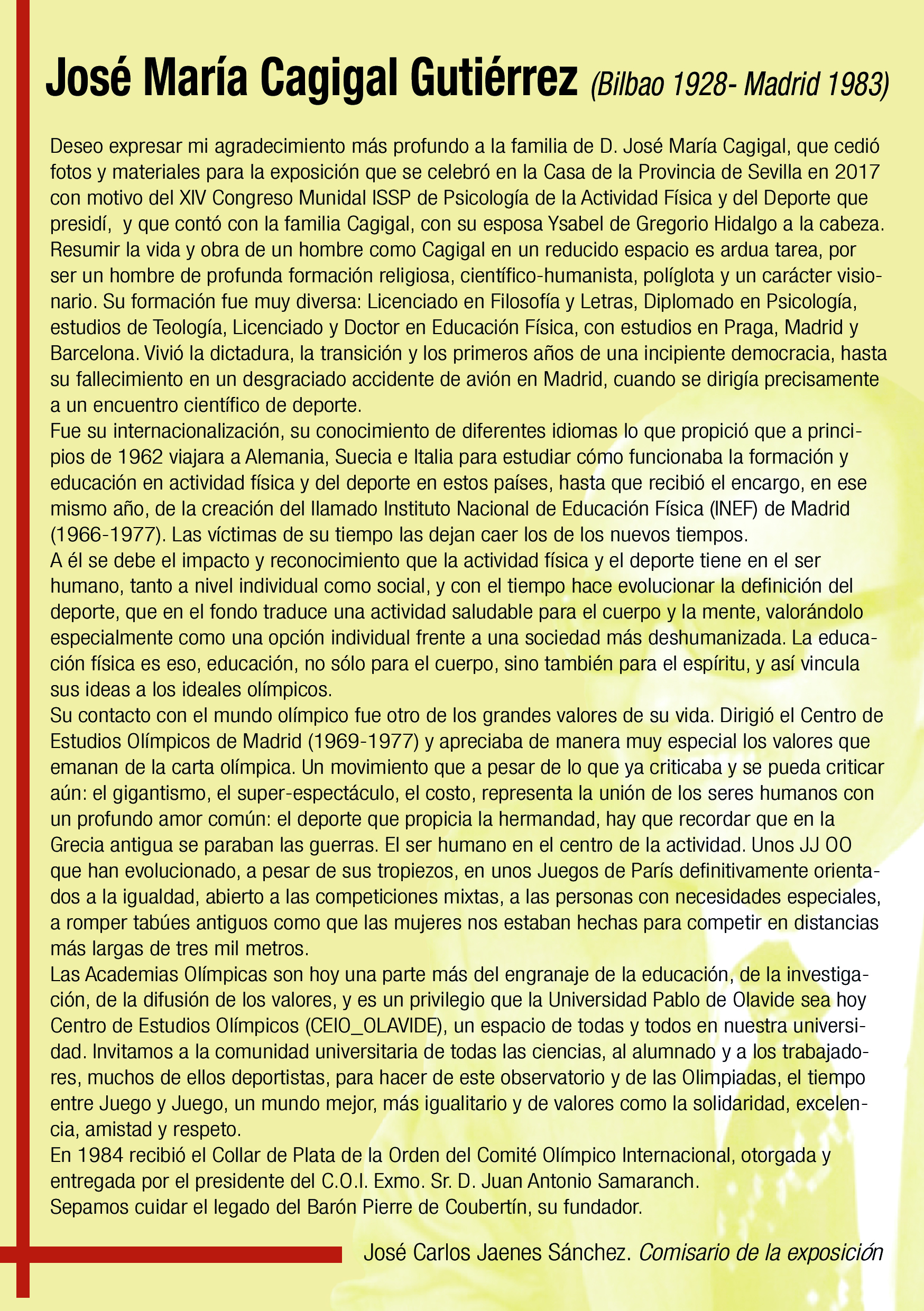 Exposicio¿n-Cagigal_hasta-31-10-2025_02 Exposición José María Cagigal y el Olimpismo: Pensamiento y obra. 24-31 de Octubre de 2025: reverso del panfleto