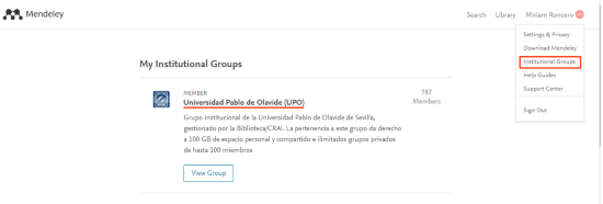 Mendeley Grupo institucional UPO_comprobar