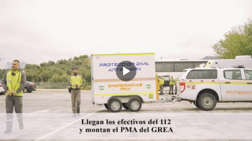 Simulacro múltiple de emergencias en el conjunto arqueológico dólmenes de Antequera, el IES Pintor José María Fernández y la residencia San Juan de Dios de Antequera
