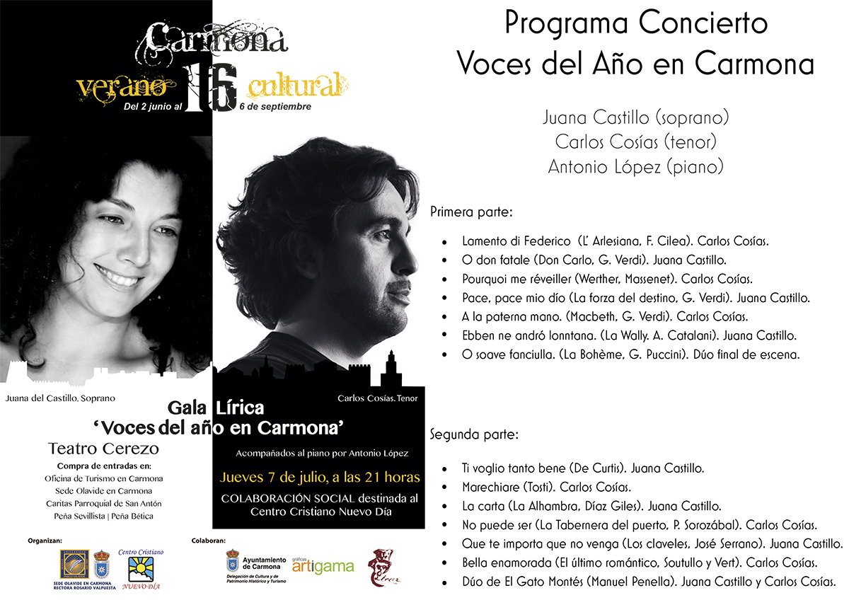 Programa de mano gala lírica 'Voces del año en Carmona'