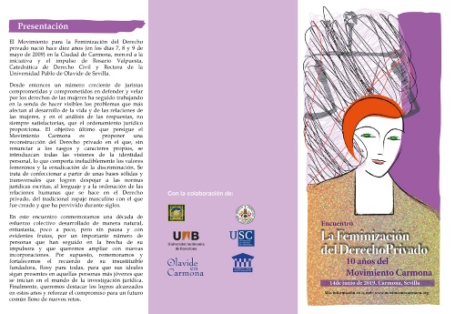 Encuentro 'La Feminización del Derecho Privado': 10 años del Movimiento Carmona'