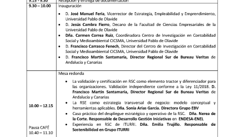 Programa Jornada Sostenibilidad Y RSC SEVILLA 21 de marzo
