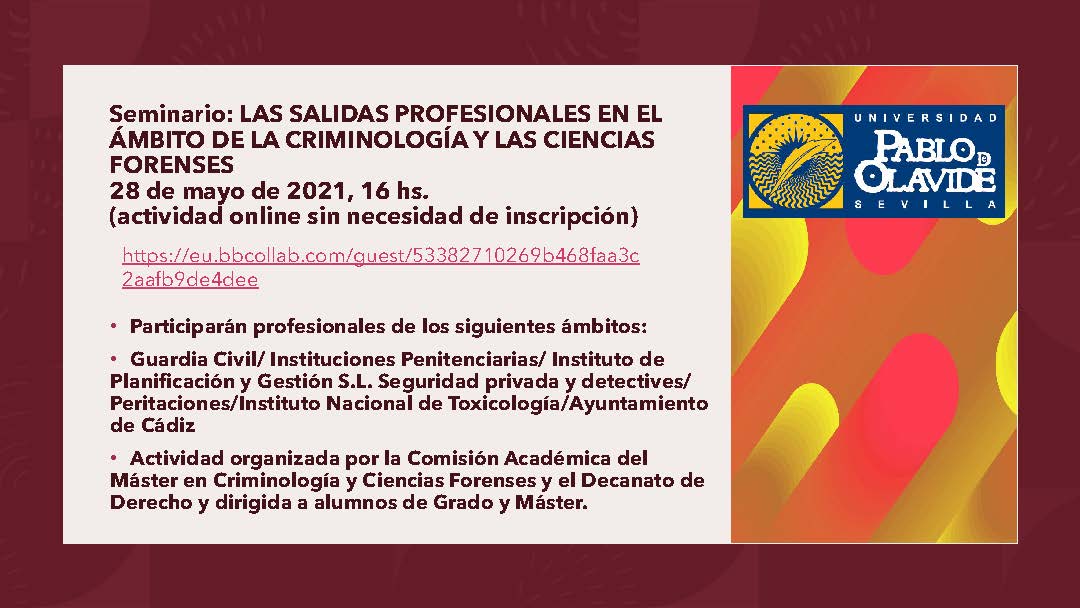 Seminario:Las Salidas Profesionales en el ámbito de la Criminología y las Ciencias Forenses