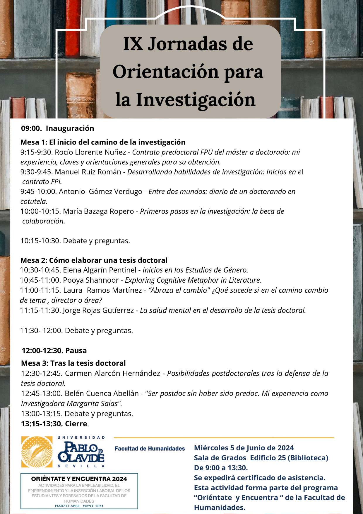 IX Jornadas de Orientación a la Investigación