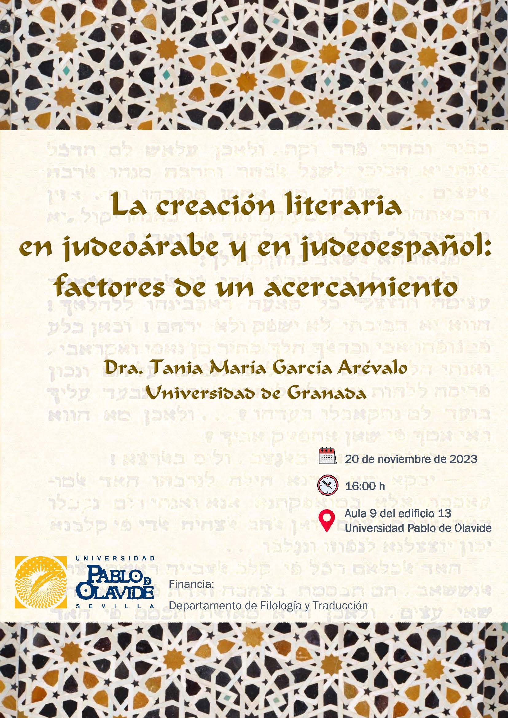 Cartel charla judeo¿rabe y judeoespa¿ol