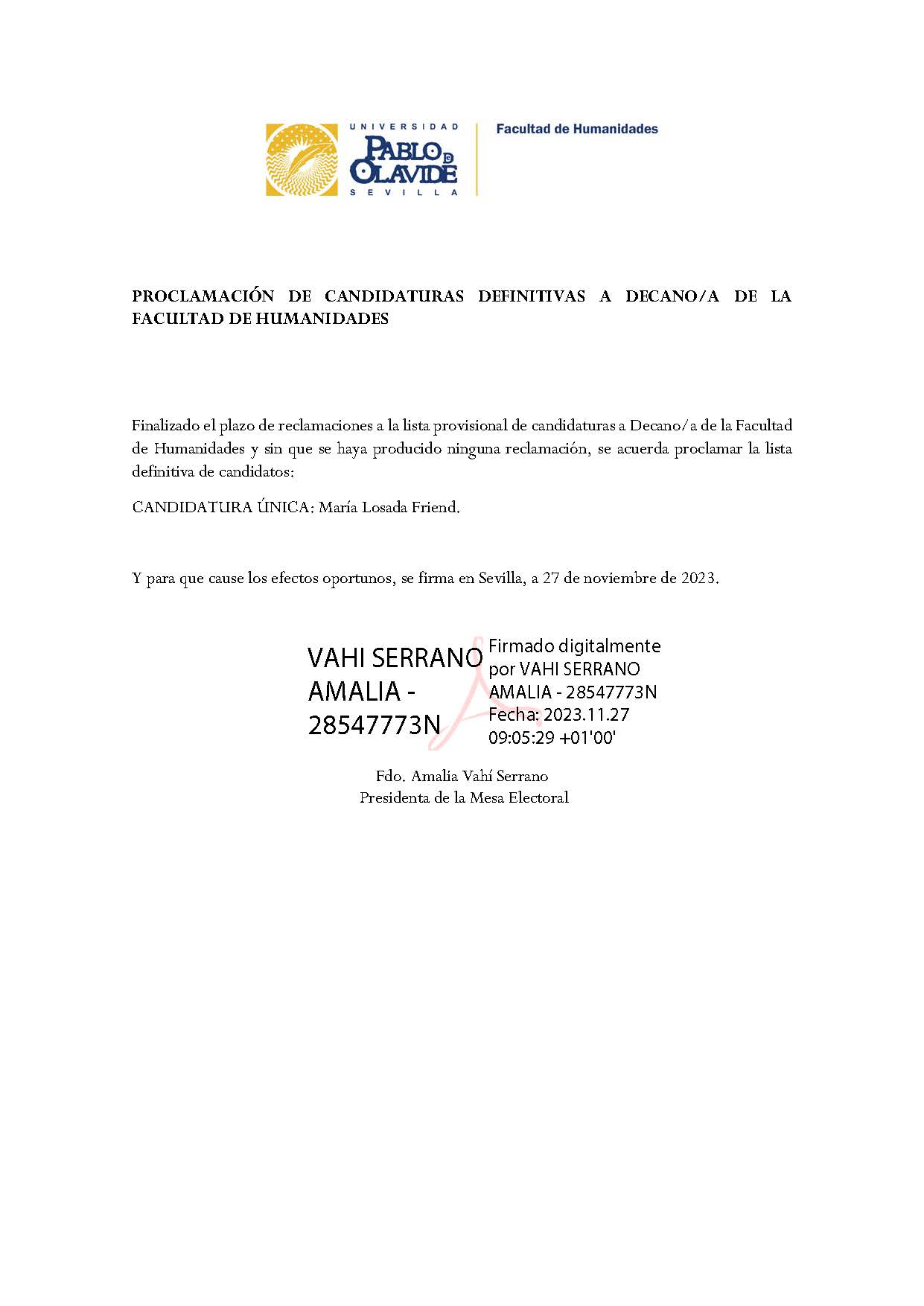 PROCLAMACIÓN DEFINITIVA DE CANDIDATURAS