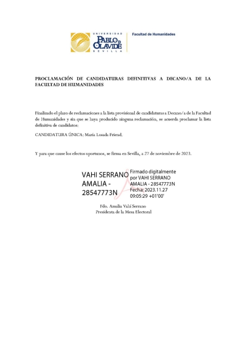 PROCLAMACIÓN DEFINITIVA DE CANDIDATURAS