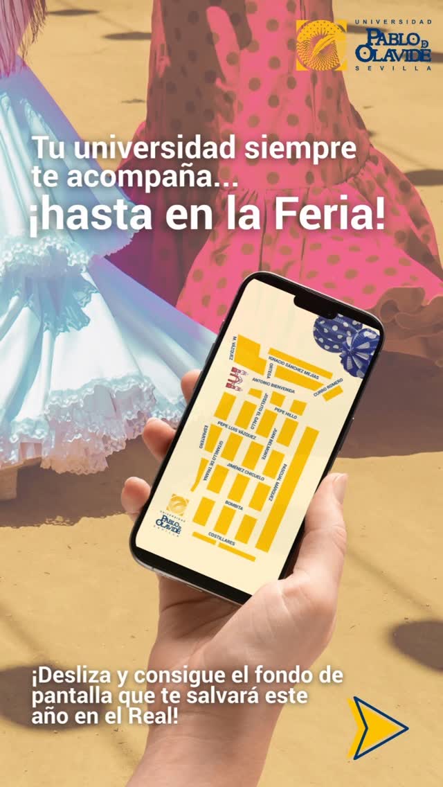 📍 La Feria de Abril 2025 ya está a la vuelta de la esquina.
¿Cuántas veces te has perdido en el Real de la Feria tratando de encontrar a tu grupo de amigos y amigas? 🤔
¡Eso se acabó con nuestros mapas personalizados! Desliza para descubrir los diferentes diseños y haz captura de tu favorito📸.
Tan solo te quedará configurarlo como fondo de pantalla de bloqueo📲, ¡y no más pérdidas!
Así es, tu universidad siempre te acompaña... ¡hasta en la Feria! 💃🏽