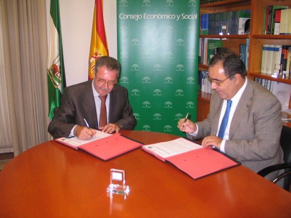 El rector de la UPO y el presidente del CES de Andalucía han renovado esta mañana el convenio de colaboración educativa entre ambas instituciones