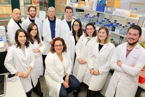 José Antonio Sánchez Alcázar. tercero desde la izquierda, junto a los investigadores del Grupo de Fisiopatología Celular en la Enfermedad y el Desarrollo, en el CABD.