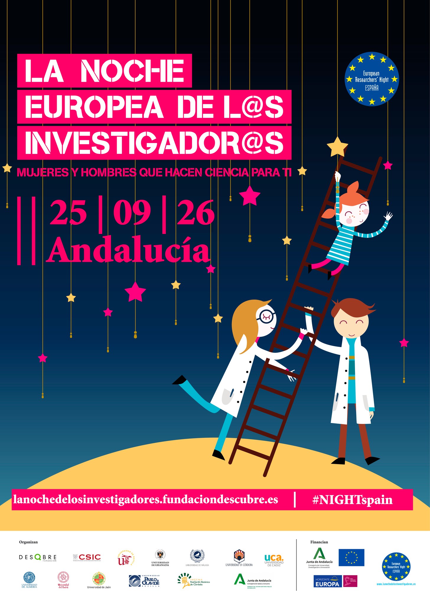 🔍 ¿Te vienes a vivir la ciencia de cerca? 

🔬 El próximo 25 de septiembre, Sevilla vuelve a celebrar la Noche Europea de l@s Investigador@s y la UPO se suma con 18 actividades y 75 investigadores e investigadoras encantados de compartir su trabajo de una forma diferente.

Habrá talleres y actividades sobre:

🌳 Cambio climático y bosques
🤖 Inteligencia artificial sostenible
🧬 Biotecnología y el código de los seres vivos
🏃 Movimiento y condición física
🗣️ Lenguaje, identidad y vida cotidiana
👩‍🔬 Mujeres y ciencia
🏛️ Historia, patrimonio y la transformación de Sevilla

Y mucho más.

📍 En esta jornada pensada para acercar la investigación a todos los públicos, nos encontrarás en la @casacienciasevilla_csic  y en la @fvmadariaga 

📅 25 de septiembre | 17:00–22:00 h

¡Te esperamos! 😃

#UniversidadPablodeOlavide #NocheEuropeadelosInvestigadores #Sevilla #DivulgaciónCientífica #NightSpain