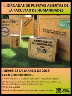 II JORNADAS DE PUERTAS ABIERTAS DE LA FACULTAD DE HUMANIDADES - 22 de marzo, 17 horas