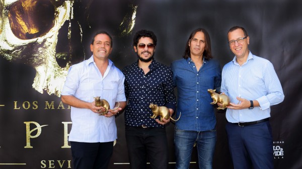 José Manuel Feria, Molinaro, Rafael Cobos y David Naranjo en la presentación del maratón de 'La Peste'