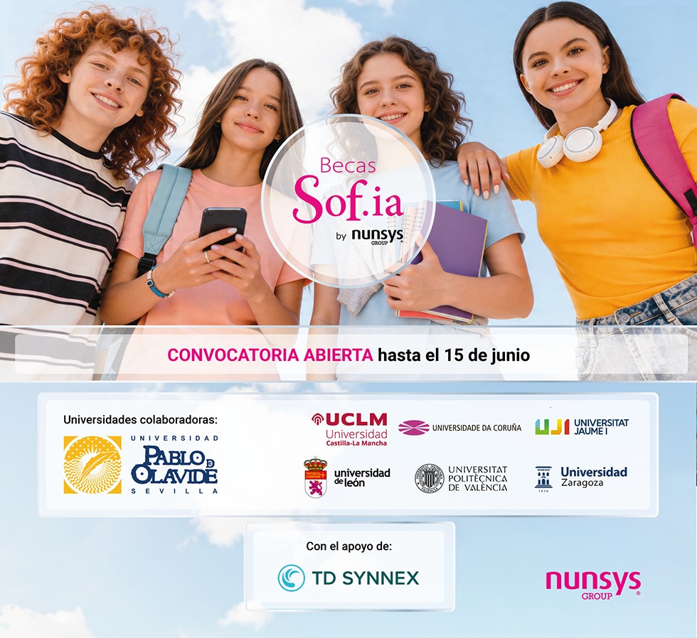 🔊 La Universidad Pablo de Olavide impulsa el talento femenino en STEM con las Becas Sof.ia by @nunsysgroup, una iniciativa que cuenta con el apoyo del mayorista tecnológico TD SYNNEX para fomentar el talento femenino y despertar vocaciones en disciplinas STEM (Ciencia, Tecnología, Ingeniería y Matemáticas) entre alumnas de secundaria.👉 Las becas Sofi.ia están dirigidas a personas con identidad de género femenina residentes en España que hayan superado el segundo curso de Bachillerato o de un Ciclo Formativo de Grado Superior durante el presente año académico y deseen cursar un grado universitario del ámbito tecnológico. El plazo de inscripciones se abre hoy, 15 de mayo, y permanecerá activo hasta el 15 de junio a las 14:00 horas, a través de la web www.nunsys.com/becas-sofia.Cada beca, cuya adjudicación se basará mayoritariamente en criterios de excelencia académica detallados en las bases reguladoras, sufragará los costes de matrícula durante dos cursos académicos completos a elegir por las beneficiarias entre el abanico de hasta 17 ingenierías y grados científico-técnicos incluidos en la cobertura del programa, entre los que se incluyen el  Grado en Ingeniería Informática: Mención en Sistemas de Información y el Grado en Ingeniería Informática: Mención en Ciencia de Datos de la Universidad Pablo de Olavide. La renovación para el segundo año requerirá que las becadas superen satisfactoriamente el 75% de los créditos del primer curso completo.Además del apoyo económico, el programa incorpora un completo itinerario de acompañamiento personalizado, que incluye mentoría con empleadas del ámbito tecnológico de Nunsys Group y acceso a prácticas formativas remuneradas tras la superación del primer ciclo académico en alguna de sus delegaciones, facilitando la transición entre el entorno académico y el mercado laboral.Con las Becas Sof.ia by Nunsys Group, las universidades colaboradoras damos un paso más en nuestro compromiso con la igualdad de oportunidades, la paridad en el sector tecnológico y el impulso de perfiles cualificados que liderarán la transformación digital en España.#LaOlavideEresTú #Becas #Mujer #STEM #IngenieríaInformática