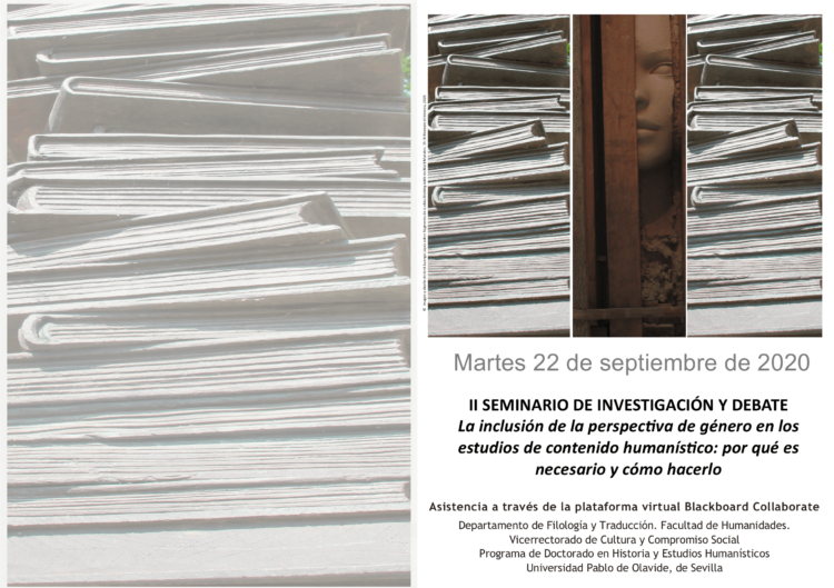 El seminario ‘La inclusión de la perspectiva de género en los estudios de contenido humanístico: por qué es necesaria y cómo hacerlo’ tendrá lugar ‘online’ mañana martes desde las 10 horas