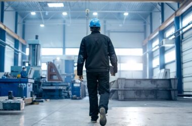 trabajador en una nave industrial