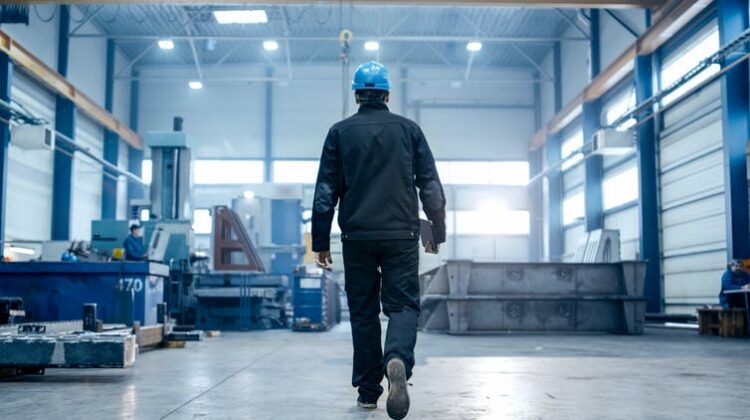 trabajador en una nave industrial