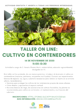 Taller online 'Cultivo en contenedores' @ Online - Universidad Pablo de Olavide