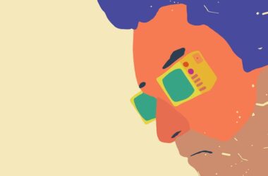 ilustración: rostro con televisores en lugar de ojos