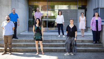 Equipo Art-Risk en la UPO: José María Martín, Javier Corona, Javier Becerra, Mónica Moreno, Dolores Segura, Pilar Ortiz, Auxiliadora Gómez y Rocío Ortiz.