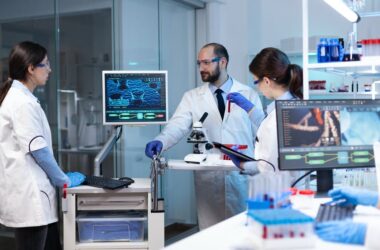 investigadores en un laboratorio