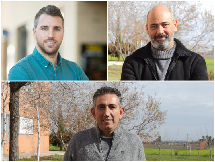 Los investigadores Carlos López-Viso, Manuel J.Muñoz (arriba) y Gassan Hodaifa (abajo).