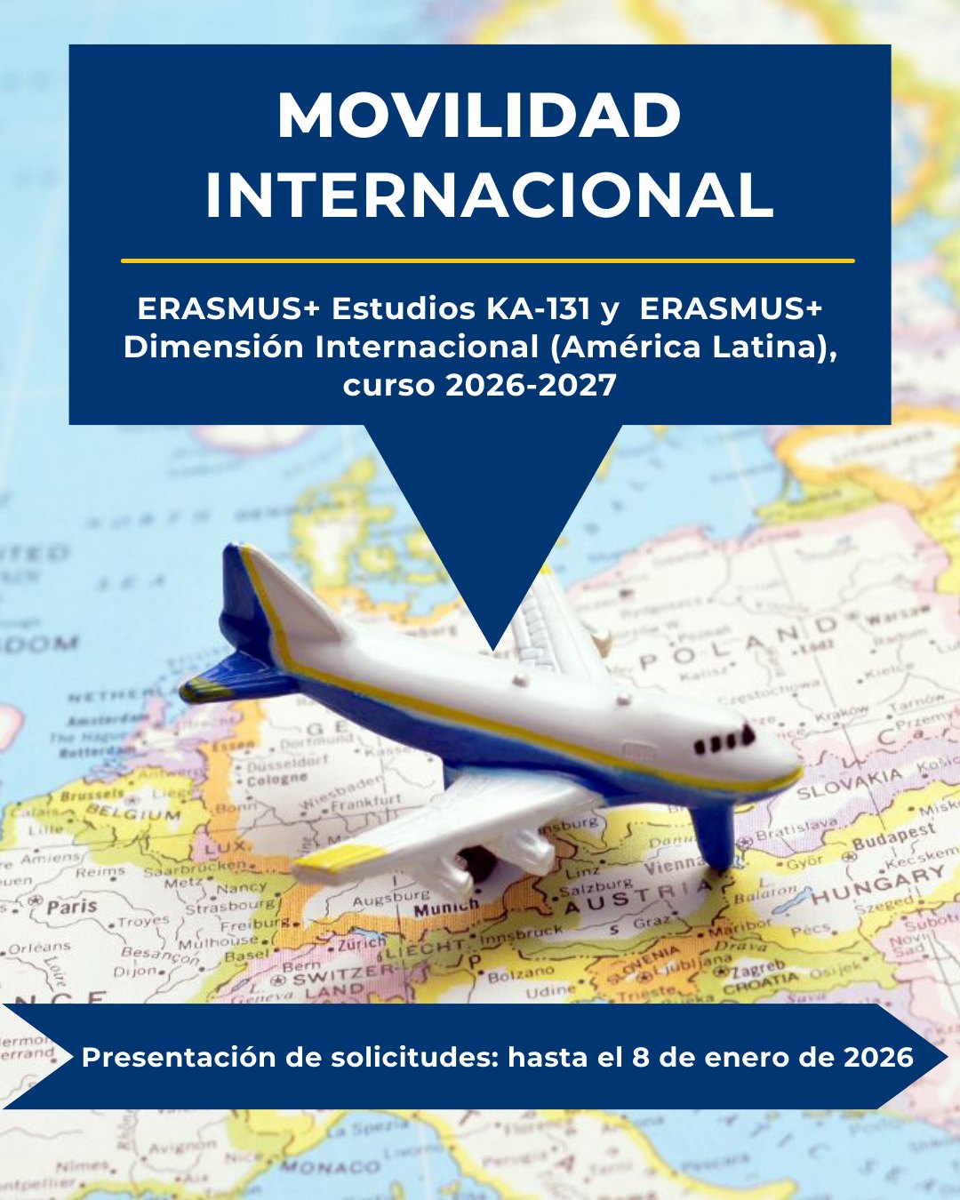 📢 Ya están publicadas en el Tablón Electrónico Oficial (TEO) de la UPO las Convocatorias de estancias académicas para estudiantes en el marco del programa ERASMUS+ (Estudios KA-131) y ERASMUS+ Dimensión Internacional (América Latina) para el curso 2026/27. 

🗓️ El plazo de presentación de solicitudes estará abierto desde mañana 12 de diciembre de 2025 hasta el 8 de enero de 2026.

Además, la próxima semana celebraremos sesiones informativas dirigidas al estudiantado interesado en los programas de movilidad:

📅 16 de diciembre
🕚 11:00–14:00 h
📍 Edificio 3, Aula 3

📅 18 de diciembre
🕚 11:00–14:00 h
📍 Edificio 2, Aula 2

🌍 ¡Infórmate, resuelve tus dudas y empieza a planificar tu experiencia internacional!

#OlavideInternacional #LaOlavideEresTú #movilidadinternacional #internacionalización #UniversidadPablodeOlavide