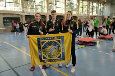 Julia Perales, Nicolás Jiménez y María Jiménez, estudiantes de CAFYD de la Olavide