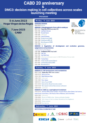 Programa de las Jornadas ‘DMC3: decision making in cell collectives across scales launching meeting’