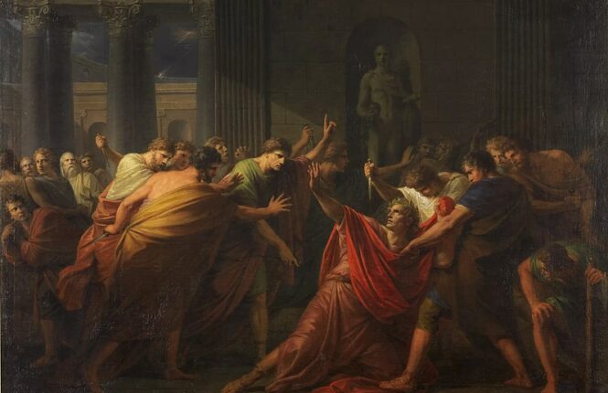 El asesinato de Julio César (por Heinrich Füger) – Museo de Viena