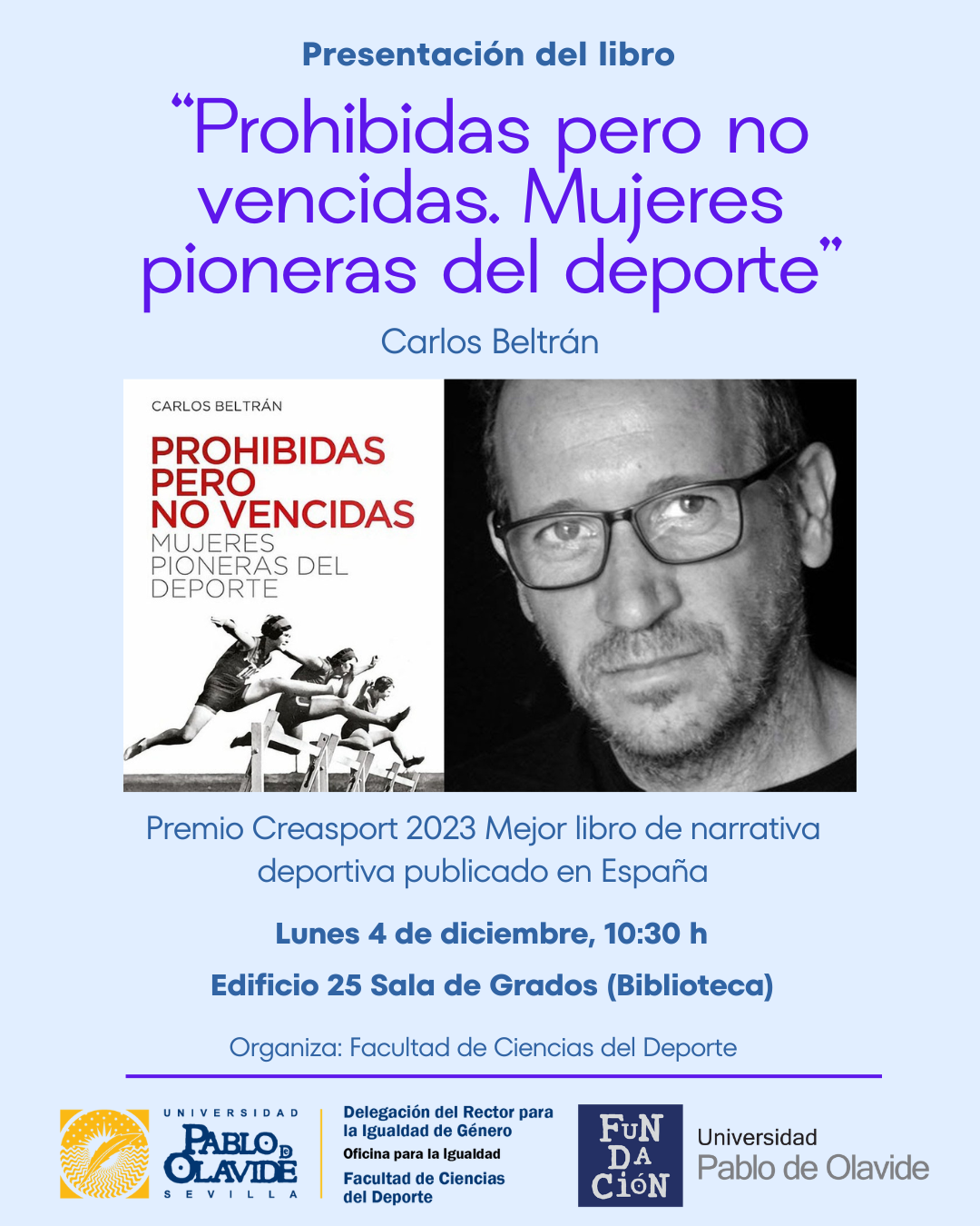 Presentación del libro 'Mujeres pioneras del Deporte' - 4 de diciembre, 10:30 horas