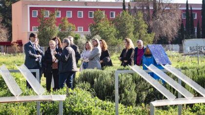 Tras el acto de firma se ha llevado a cabo una visita a los huertos de la UPO. 