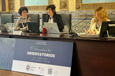 Amapola Povedano y Sandra Fachelli en las Jornadas de Empleo Universitario celebradas en la UCO