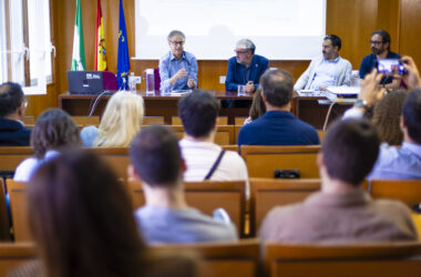 Francisco Lorenzo, José A. Sánchez Medina, Juan Cuartero y Luis Merino en la presentación de las Jornadas