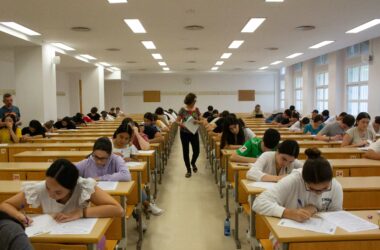 Estudiantes durante la PEvAU extraordinaria en la UPO.